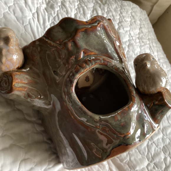 VINTAGE POTTERY TREE TRUNK & BIRDS PLANTER - Picture 2 of 15